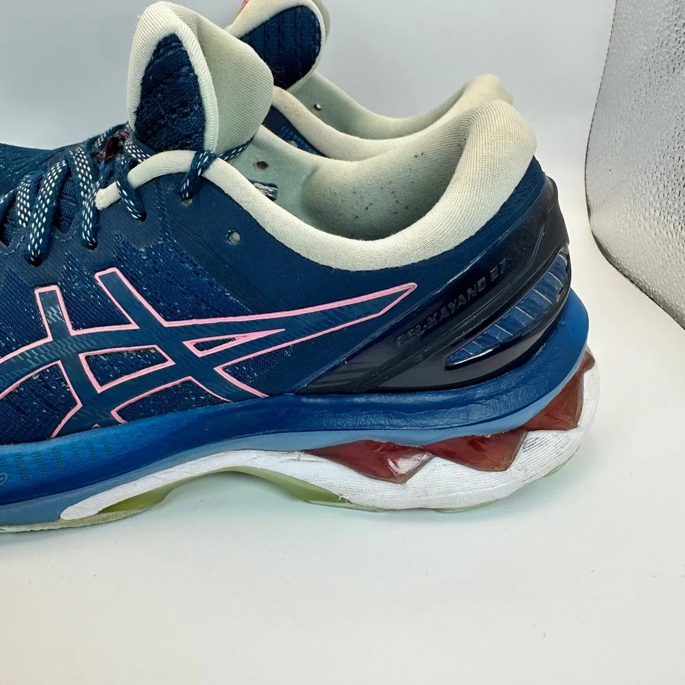 ASICS GEL-Kayano 27 Running Shoes Women 8.5 Blue Pink Athletic Training Sneakers